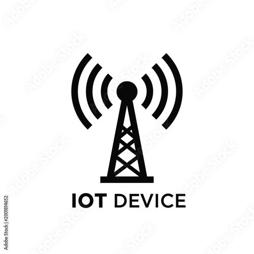 iot device icon with radio tower and signal waves on white background high quality professional detailed modern elegant stylish clean