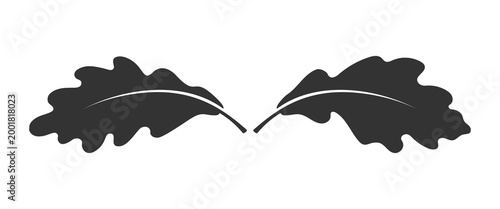 Oak leaves graphic icon. Oak leaves sign isolated on white background. Flat style. Pictogram for web graphics. Vector illustration