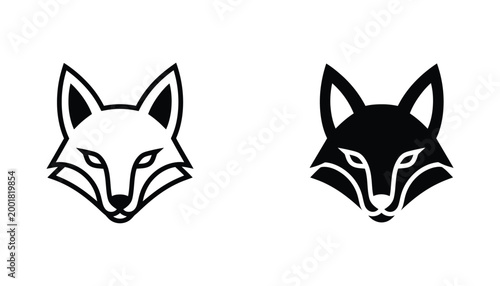 Sleek minimalist fox head logo design presenting a modern geometric animal silhouette with sharp lines and an intelligent piercing gaze
