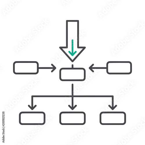 Flowchart Diagram Showing Centralized Process Integration with Multiple Inputs and Outputs