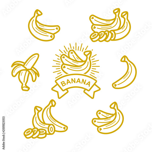 Bananas set. Collection icons banana. Vector 