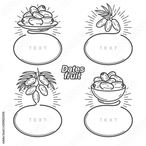 Dates fruit labels and elements set. Collection icon dates fruit. Vector 