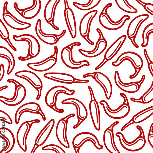 Chili pepper pattern background set. Collection icon pepper. Vector