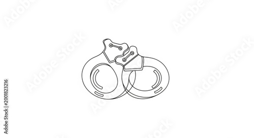 Handcuffs illustration in sketch style on white background.