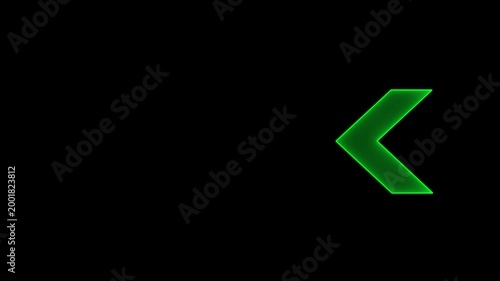 Neon green glowing arrow pointer animation on black background, for ui navigation, and motion