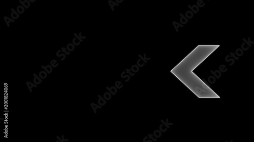 Minimalist glowing neon arrow pointer animation on black background, for ui and, navigation direction