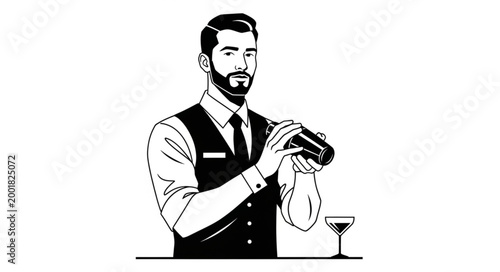 Man Preparing Cocktail Drink with Focus on Glass and Hand.