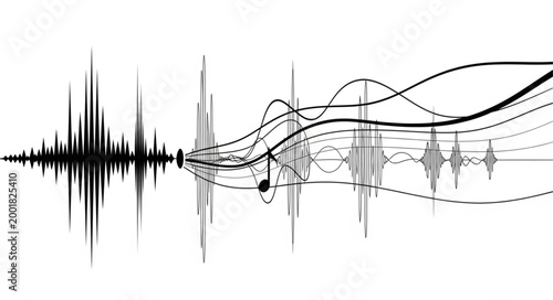 Abstract Sound Wave and Line Art Illustration.
