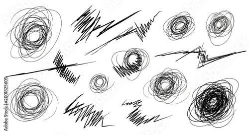 Photos Abstract Circular Scribbles and Sketches Artistic Drawing.