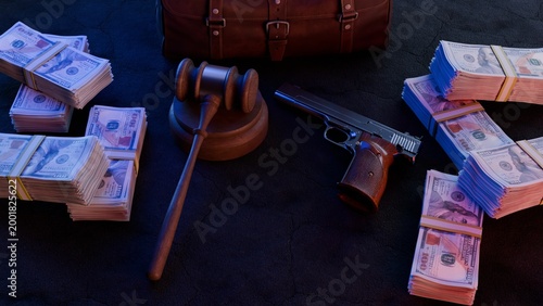 Wooden Gavel and Gun - Crime Scene Concept 2
