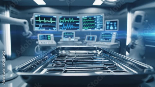 Robotic Arm Sterilizes Surgical Instruments in Futuristic Operating Room