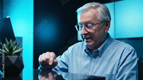 Serious Senior Man Analyzing And Discussing Data In Modern Office Environment