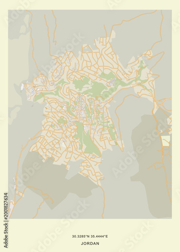 Detailed urban map and architectural site layout of Petra in Ma'an, Jordan.