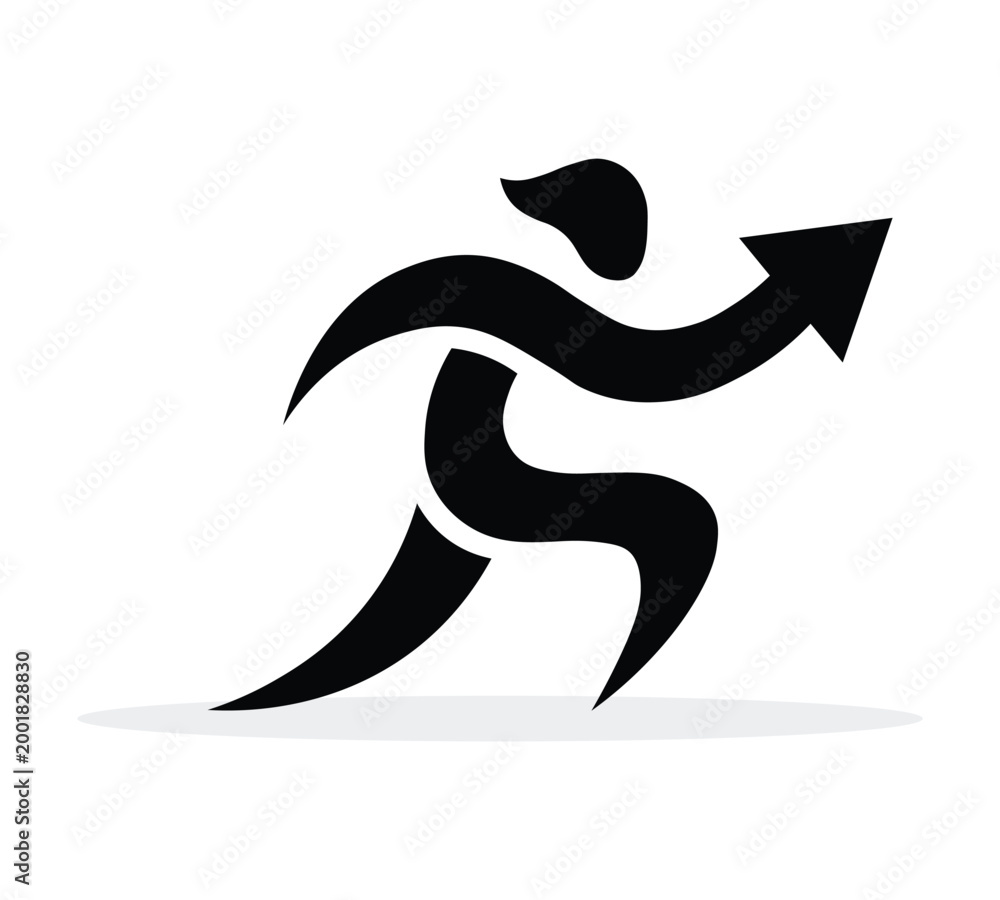 Fototapeta premium Abstract figure moving upward for growth and success concept
