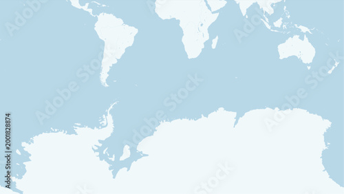 Modern minimalist vector map of Antarctica. High-quality SVG illustration of the South Pole, Antarctic Peninsula, and ice shelf coastline for posters and science infographics.