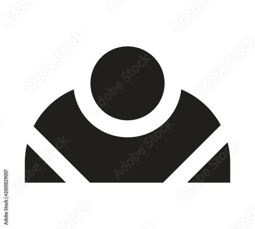 Strong muscular man silhouette logo for gym and body building