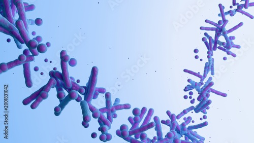 Canvas Print DNA double helix rotating against a blue background 2