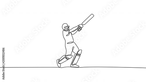 Cricket Batting Animation  Continuous One Line Drawing Animation Art