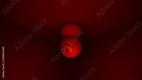 Home Security Camera Actively Observing Surroundings
