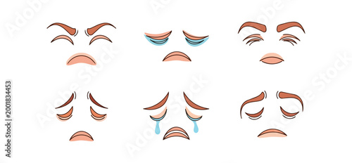 Konstfotografi Cartoon emoticon set various expressions isolated black background