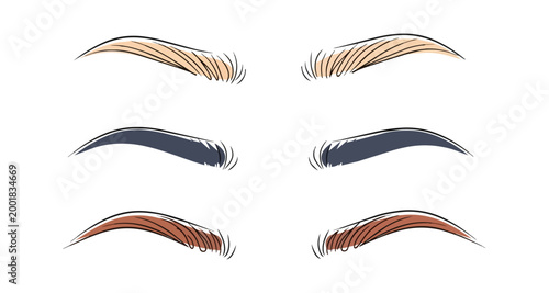 Stylized eyebrows set vector illustration on dark background
