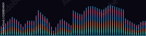 Music abstract background. Sound wave background. Abstract equalizer with light glow effect. Soundwave illustration. Vector