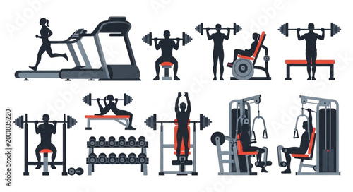 Collection of Gym Equipment and Fitness Activities.