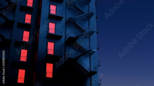 Endless Building with Red Light Doors 2