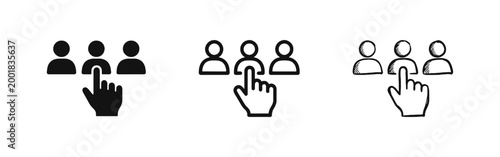 Human Resources Recruitment and Candidate Selection Icon Set with Cursor Hand