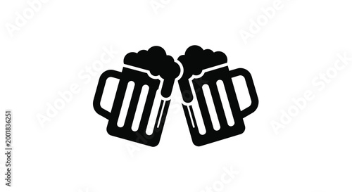 two beer mugs clinking together silhouette high quality professional detailed