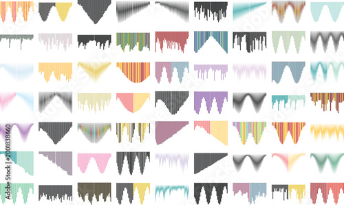 Cuadro en lienzo Abstract decorative border elements set, 60 colorful vector fringe and valance icons for graphic design