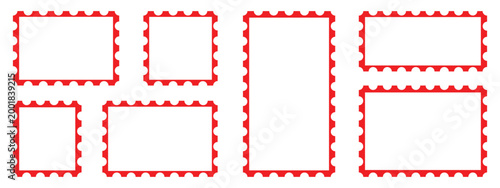 Set of blank rectangle and square Postage stamp frames. Postage stamp vector icons.Blank postage stamps borders vector set. Mockup postage stamps Postage stamp set, templates