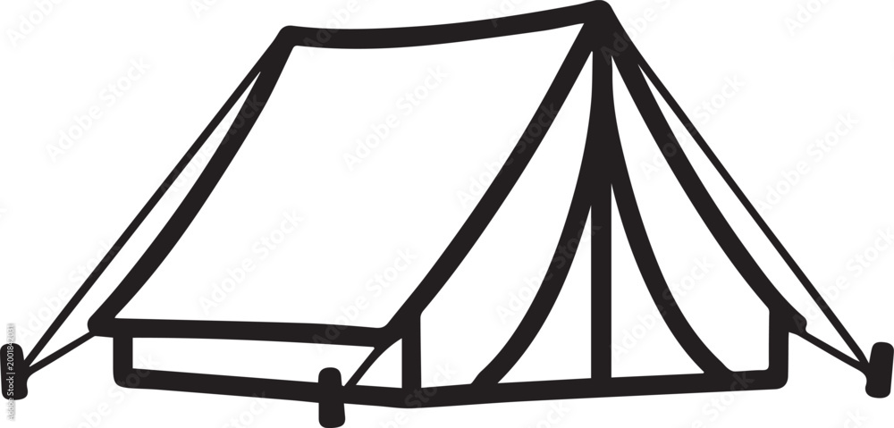 Obraz premium A simple outline of a camping tent, inviting a sense of adventure, simplicity, and the great outdoors.