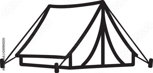 A simple outline of a camping tent, inviting a sense of adventure, simplicity, and the great outdoors.