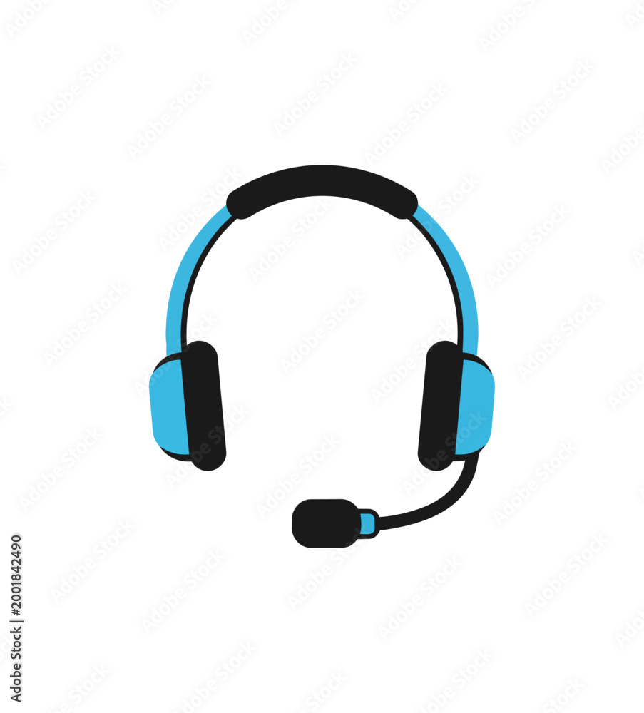 Fototapeta premium Headphones illustration blue and black isolated
