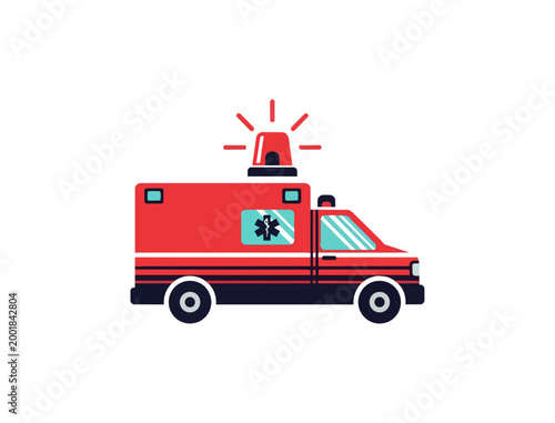 Red ambulance illustration on black background