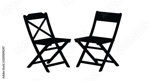 two folding chairs silhouette high quality professional detailed modern elegant