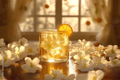 selective focus Moroccan mint tea with orange zest