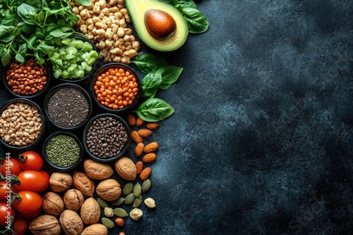 Dark Background Featuring Flat Lay of Natural Snacks