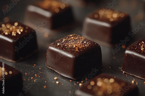 Dark chocolate candies with clove accents