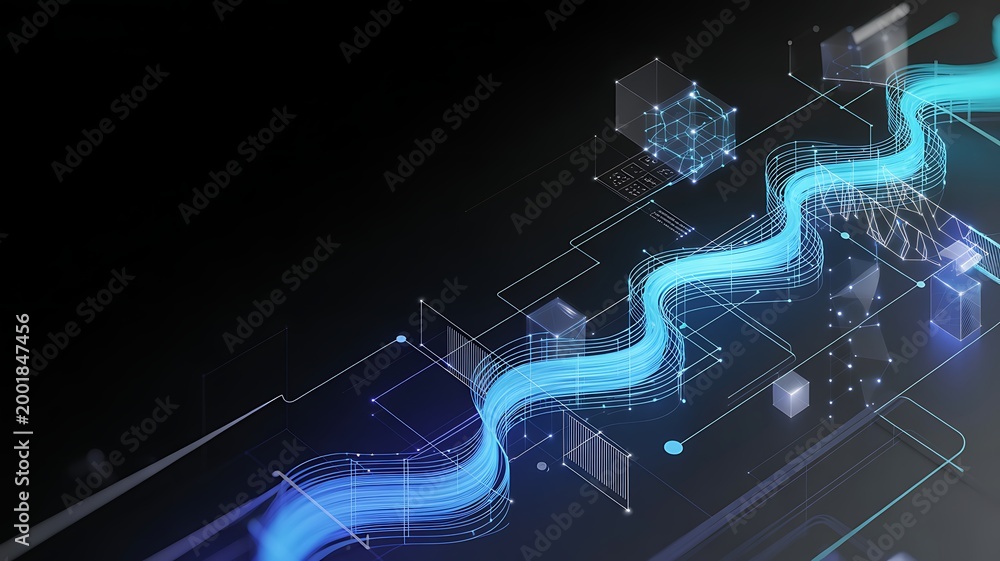 Obraz premium Futuristic tech abstract technology background with copy space, Artificial Intelligence, Big Data, Database Concept - 3d illustration