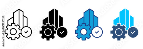 Company Icon Set Multiple Style Vector Illustration