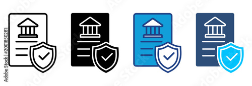 Policy Icon Set Multiple Style Vector Illustration