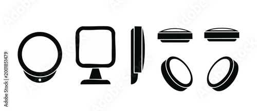 Smart Security Camera Icon Set, Surveillance Device Vector Collection, CCTV Dome and Square Shapes in Various Angles, Minimalist Black Silhouette Graphics for Home Security and Monitoring Systems Desi