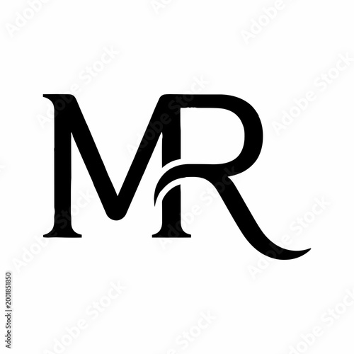 Black letters M and R monogram logo isolated on white background flat illustration