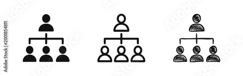 Business Organizational Chart Icon with Corporate Hierarchy Tree