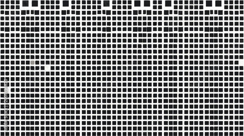 Geometric patterns of squares and rectangles in a black and white abstract design