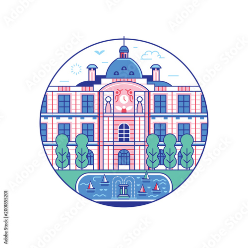 Luxembourg Palace Paris Landmark Line Icon