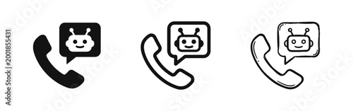 AI Chatbot Customer Support Icon with Telephone Handset