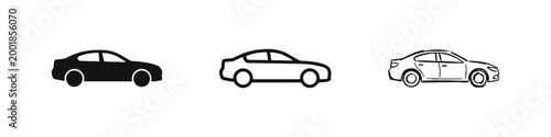 Sedan Car Side View Icon for Transportation and Automotive